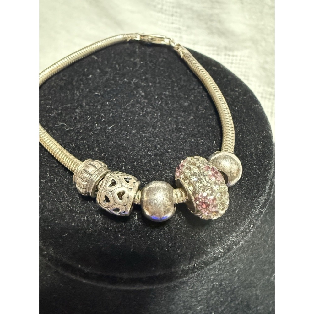 IBB 925 Slide 5 Charm Spacer Bracelet Rhinestone Italy